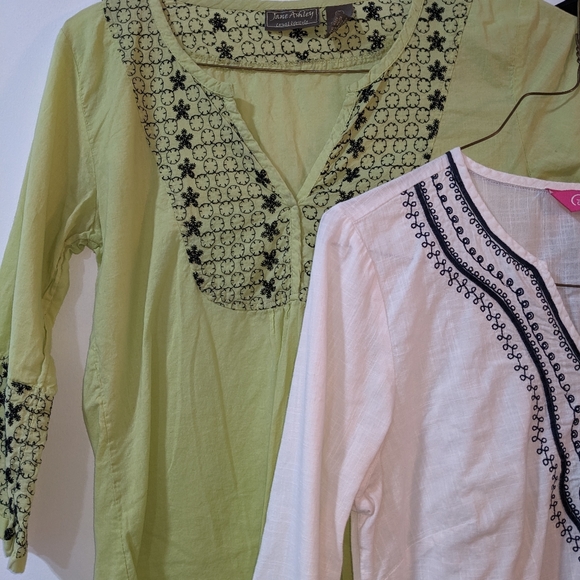 3 3/4 Sleeve Embroidered Tunic Tops Size Small Lot - Picture 3 of 5